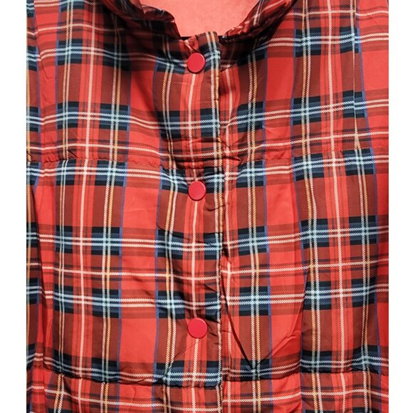 NEW Red Plaid Puffer Ruffle Sleeveless Lightweight Vest XXL - Picture 5 of 11